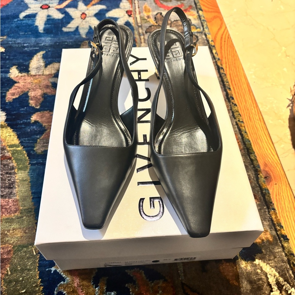 Givenchy Black Slingback Heels with Gold Details - Picture 2 of 6